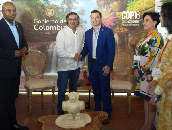 Los presidentes Gustavo Petro (Colombia) y Daniel Noboa (Ecuador).