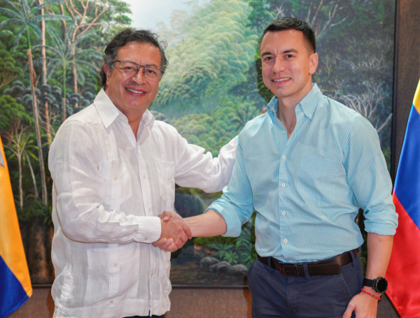 Los presidentes Gustavo Petro (Colombia) y Daniel Noboa (Ecuador),
